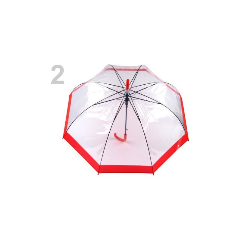Stoklasa Dámský průhledný vystřelovací deštník (1 ks) - 2 červená