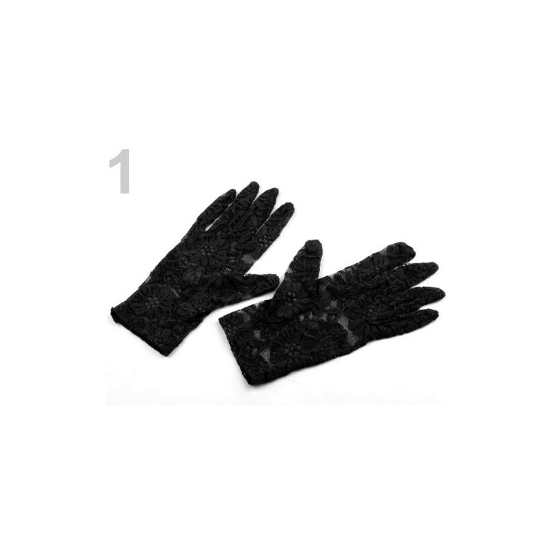 Stoklasa Společenské rukavice délka 21 cm krajkové (1 pár) - 1 černá