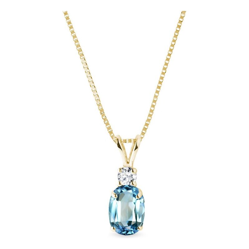 Zlatý náhrdelník s oválným topazem a diamantem KLENOTA K0360103