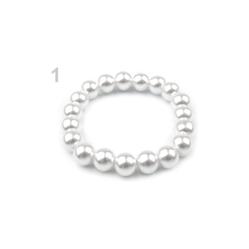 Stoklasa Pružný náramek z voskovaných perel (1 ks) - 1 bílá mléčná