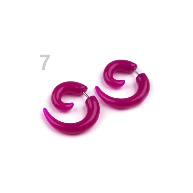 Stoklasa Náušnice falešný roztahovák (1 pár) - 7 fialová purpura