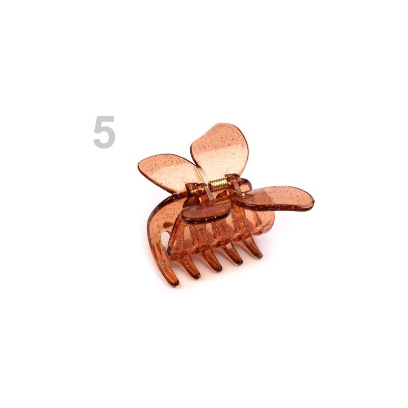 Stoklasa Skřipec do vlasů 3x5 cm motýl (1 ks) - 5 hnědá