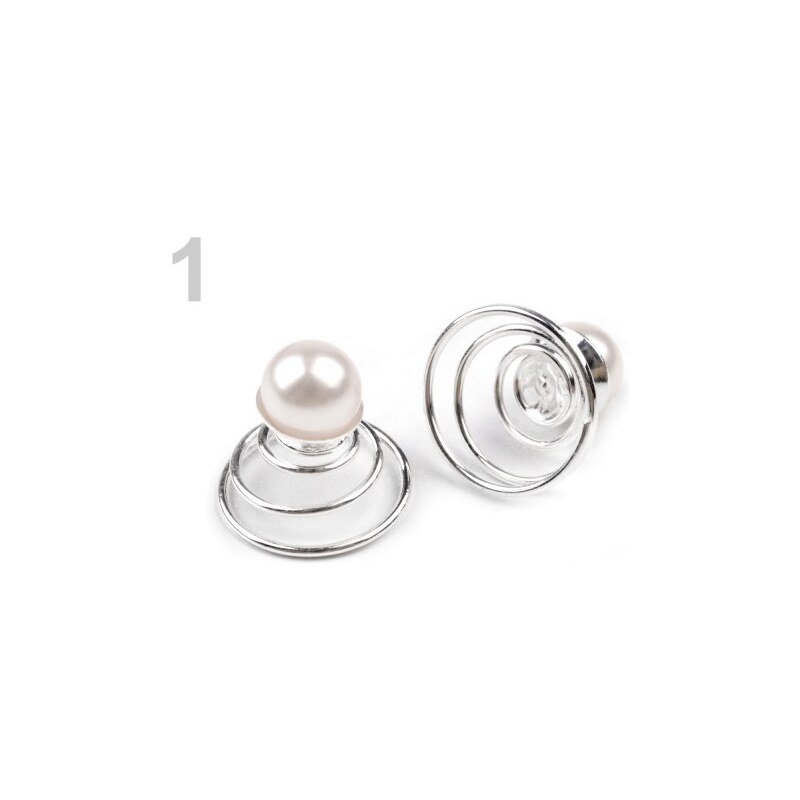 Stoklasa Spona do vlasů a svetrů - pružinka s perličkou (1 ks) - 1 bílá perleť