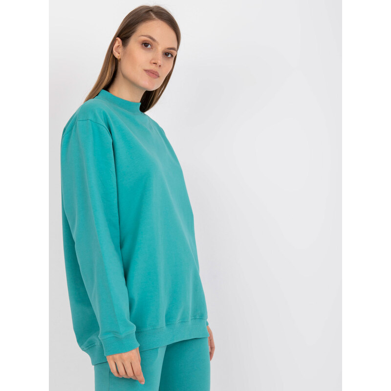 BASIC FEEL GOOD TYRKYSOVÁ OVERSIZE MIKINA S ROLÁKEM -TURQUOISE