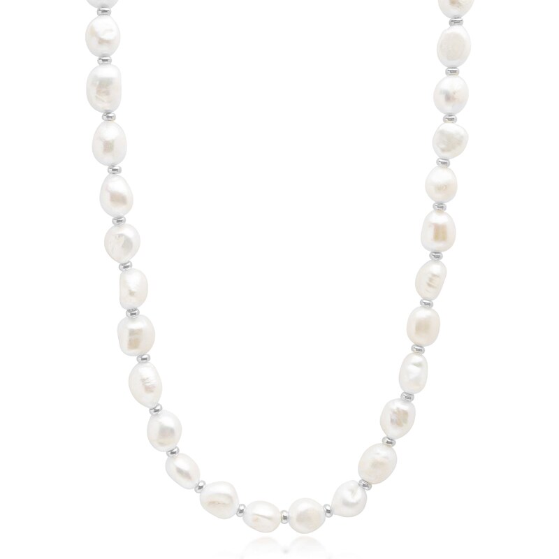 CHOKER NIALAYA WHITE SILVER PEARLS