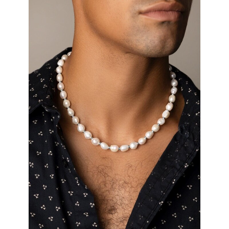 CHOKER NIALAYA WHITE SILVER PEARLS