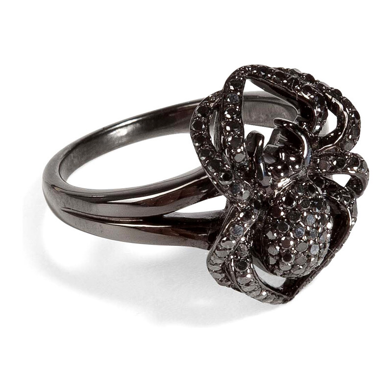 Lynn Ban Black Rhodium Silver Spider Pinky Ring