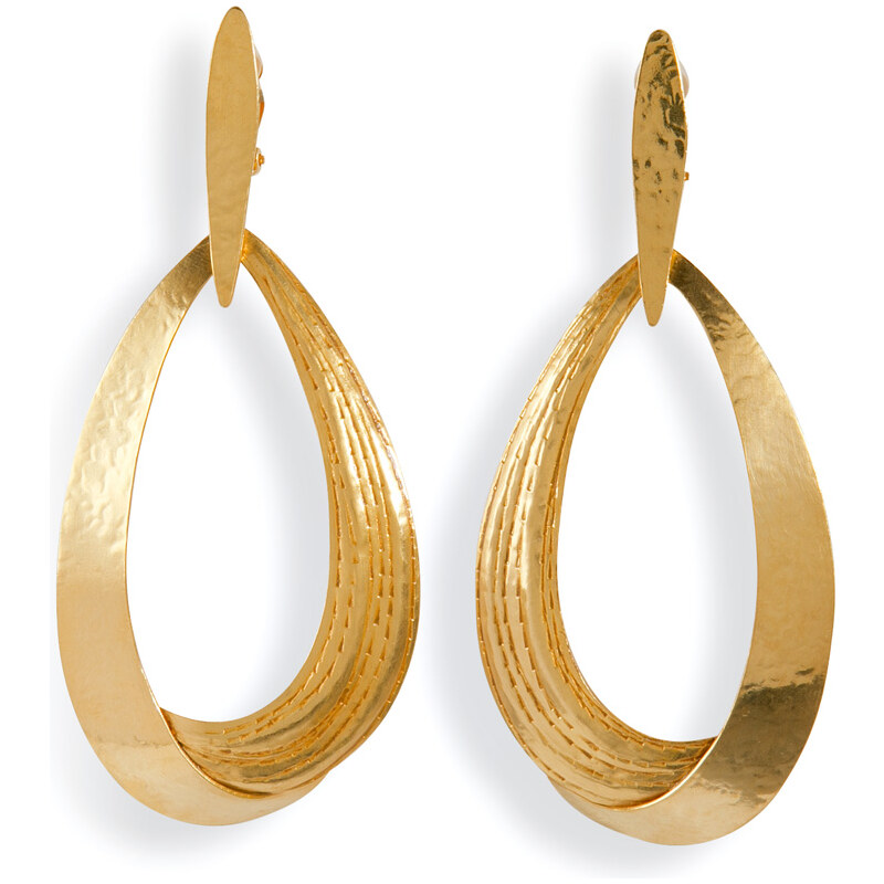 Hervé van der Straeten Hammered Gold-Plated Ciselle Earrings