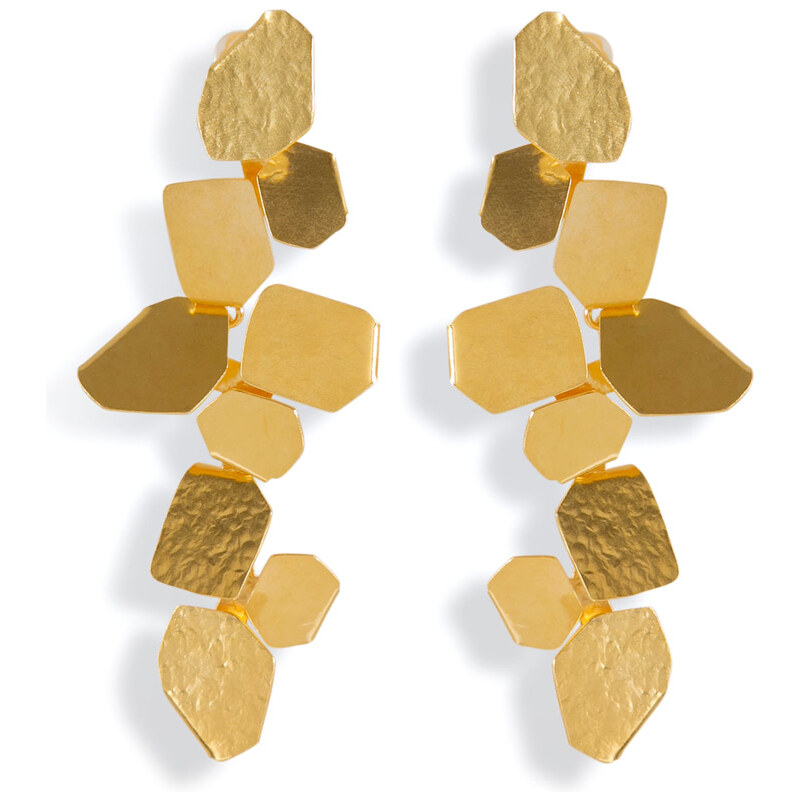 Hervé van der Straeten Hammered Gold-Plated Ciselle Clip Earrings