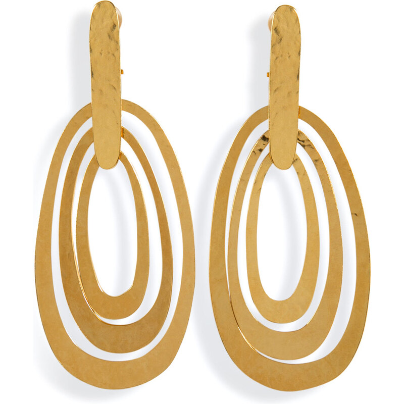 Hervé van der Straeten Hammered Gold-Plated Saturne Clip Earrings