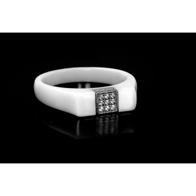 Dámský prsten Bella se šperkařskou keramikou a zirkony | DG Šperky