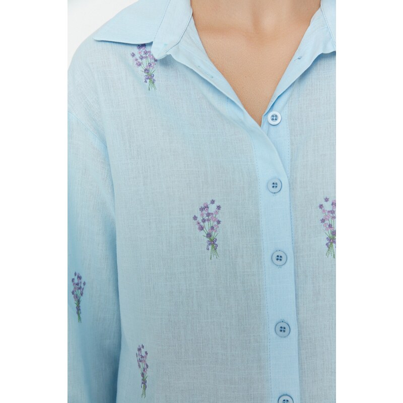 Trendyol Blue Embroidered Shirt