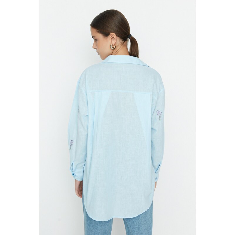 Trendyol Blue Embroidered Shirt