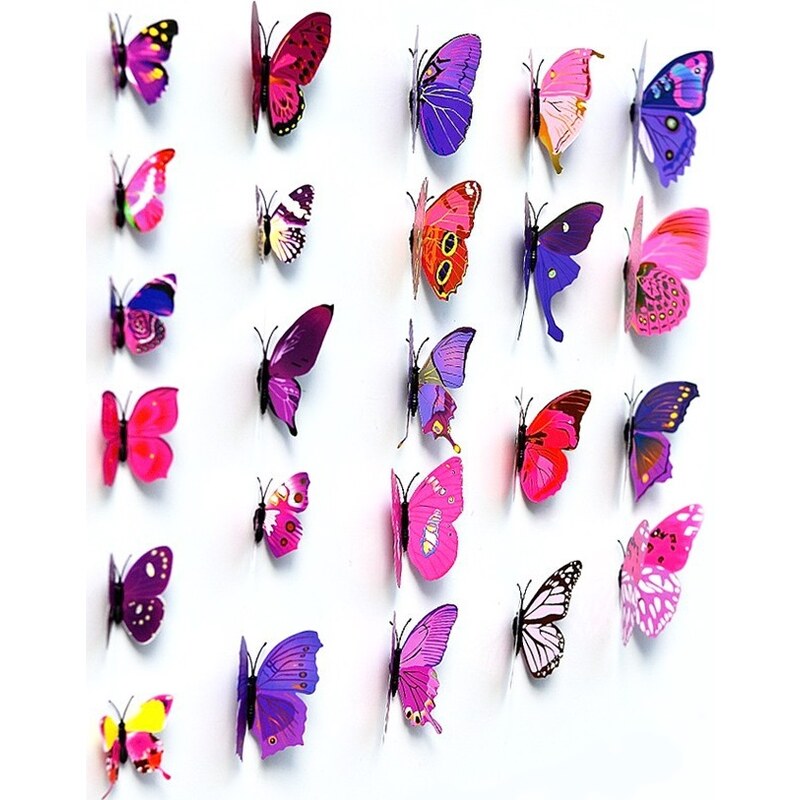IZMAEL Motýli na stěnu 12ks Fialová