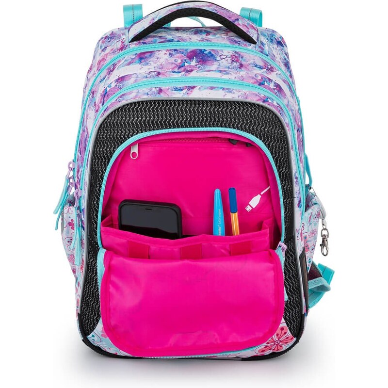 Školní batoh Bagmaster lumi 21 c gray/blue/pink