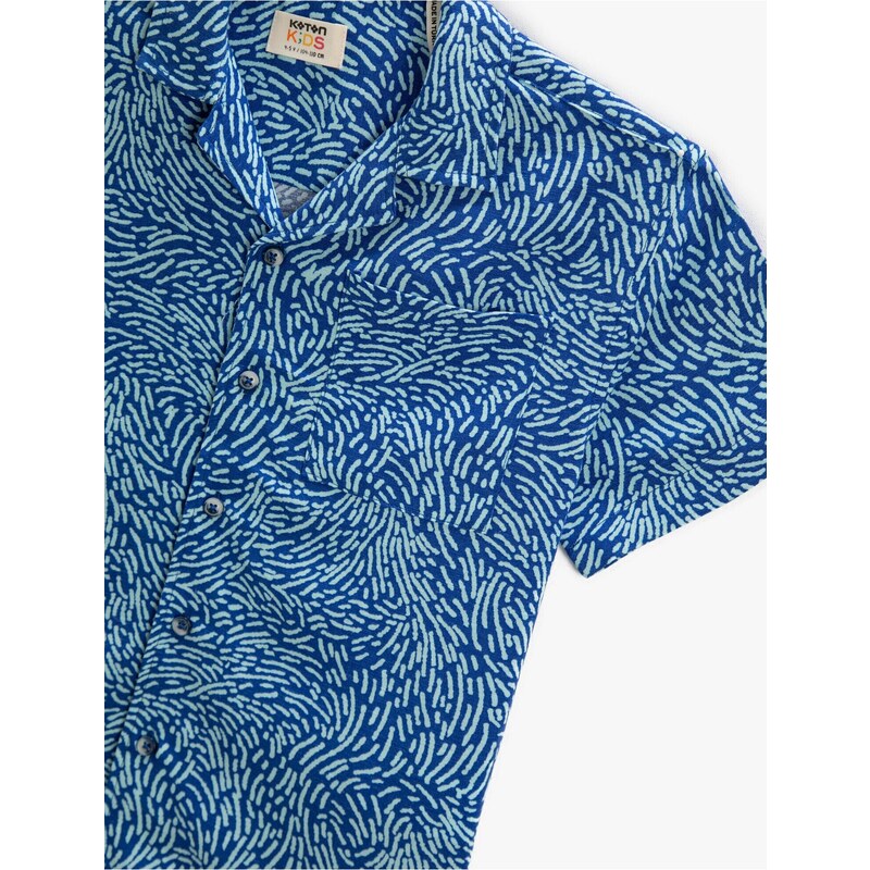 Koton Patterned Short Sleeve Shirt Oversize With Pocket