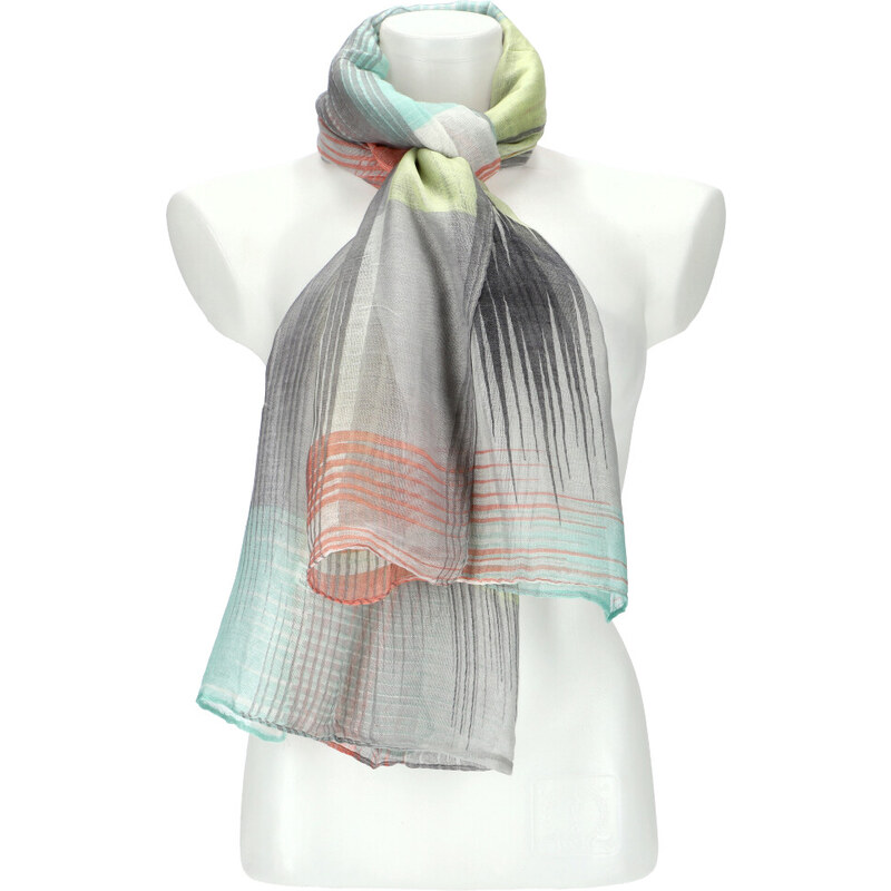 Cashmere Letní dámský barevný šátek 184x70 cm šedá 70103901