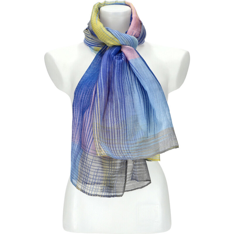 Cashmere Letní dámský barevný šátek 184x70 cm modrá