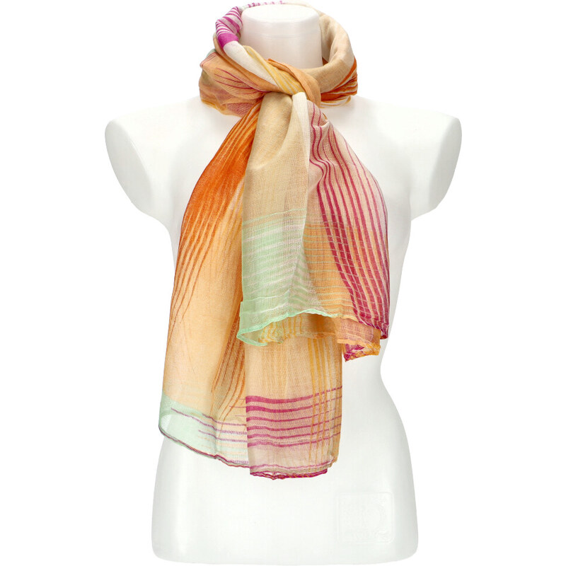 Cashmere Letní dámský barevný šátek 184x70 cm oranžová 70103904