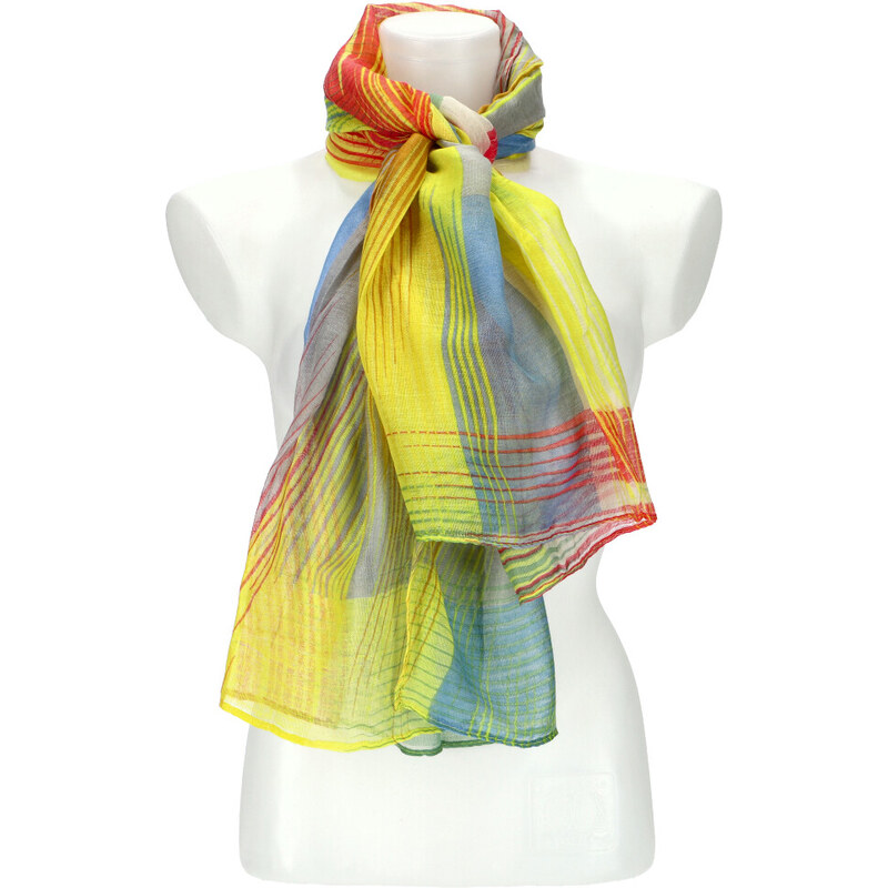 Cashmere Letní dámský barevný šátek 184x70 cm žlutá 70103906