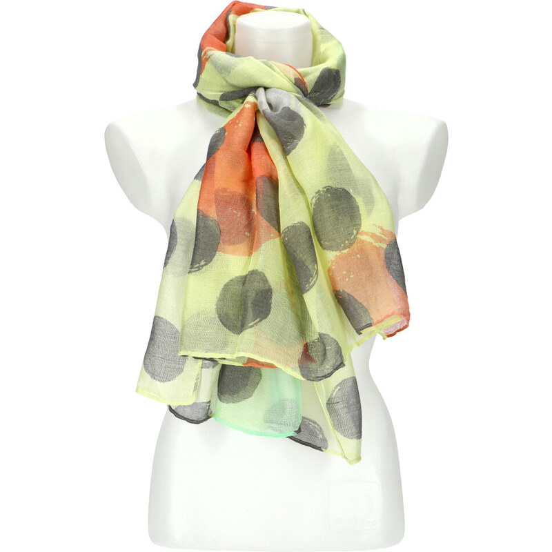 Cashmere Letní dámský barevný šátek s puntíky 180x72 cm žlutá 70103907