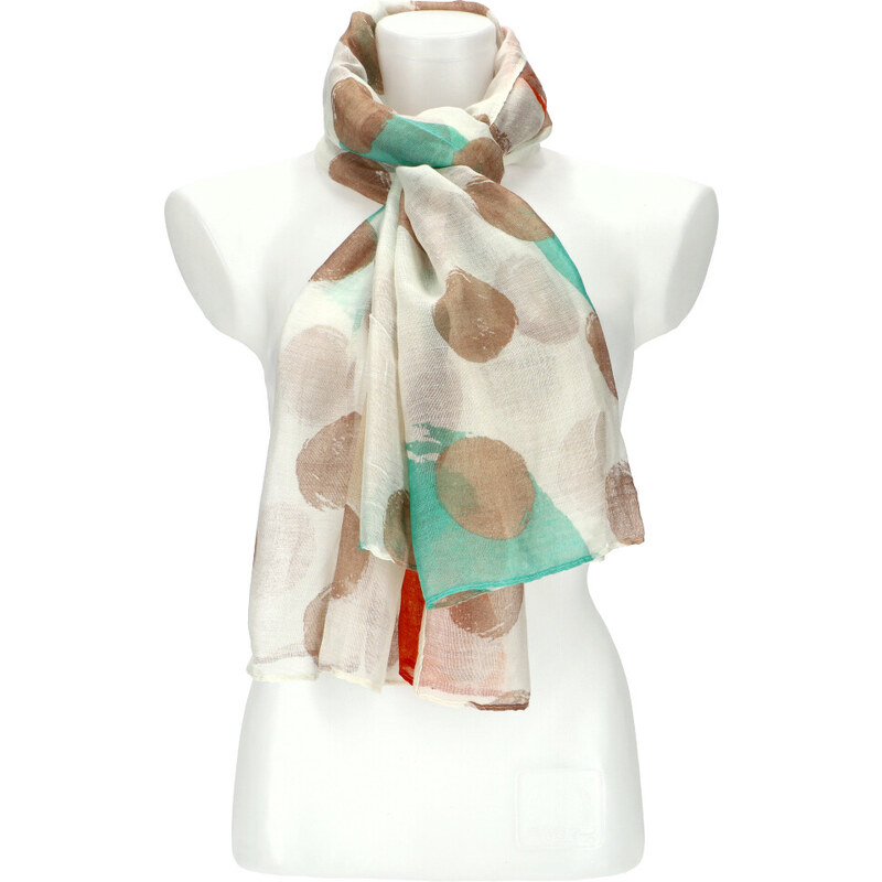 Cashmere Letní dámský barevný šátek s puntíky 180x72 cm meruňková 70103909