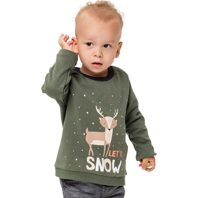 Winkiki Kids Wear Chlapecká mikina Snow - khaki