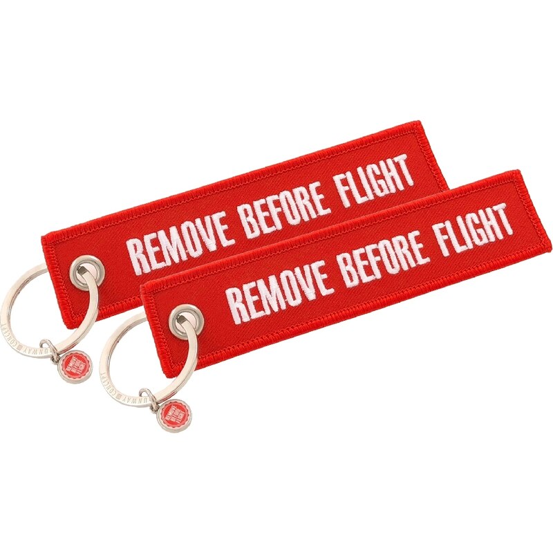 RBF ORIGINALS Klíčenky REMOVE BEFORE FLIGHT bílo/červená 2 kusy 70125869