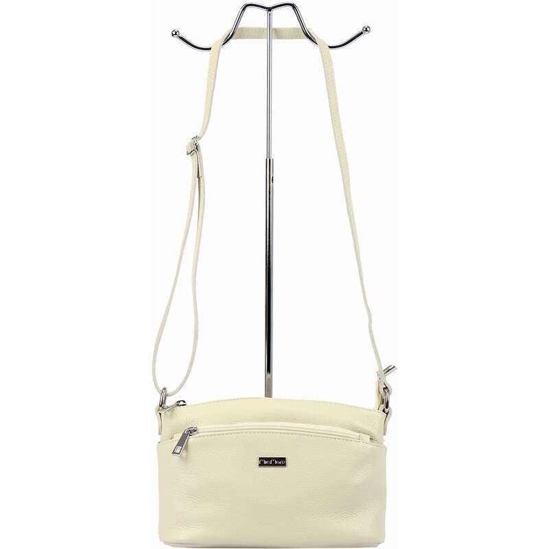 Kožená crossbody kabelka MiaMore 01-013 béžová