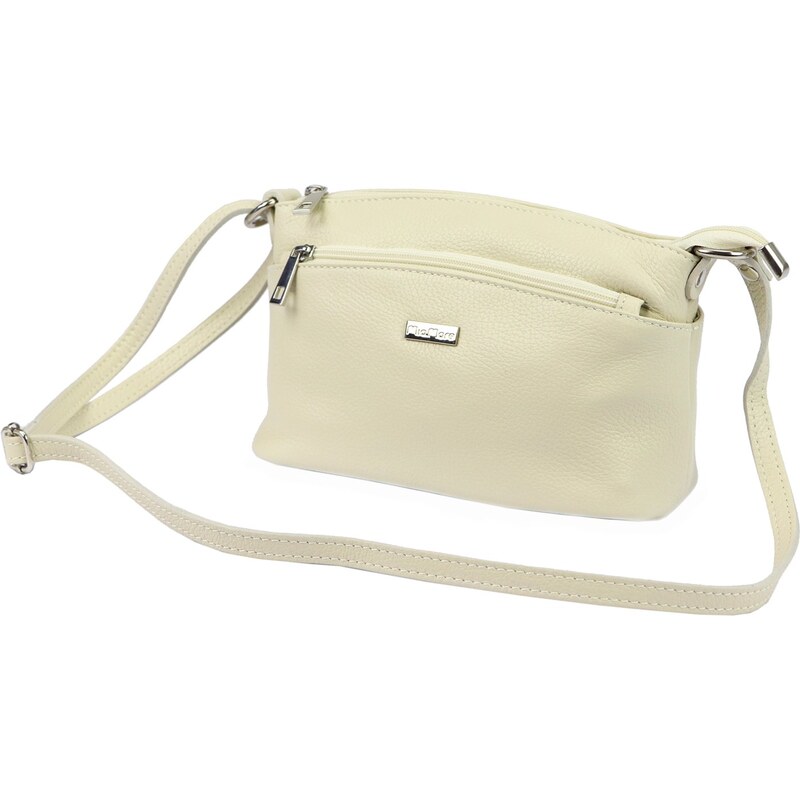 Kožená crossbody kabelka MiaMore 01-013 béžová