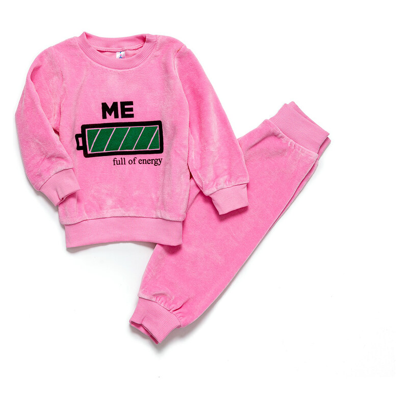 JOYCE Dívčí bavlněné pyžamo "Battery" / Růžové