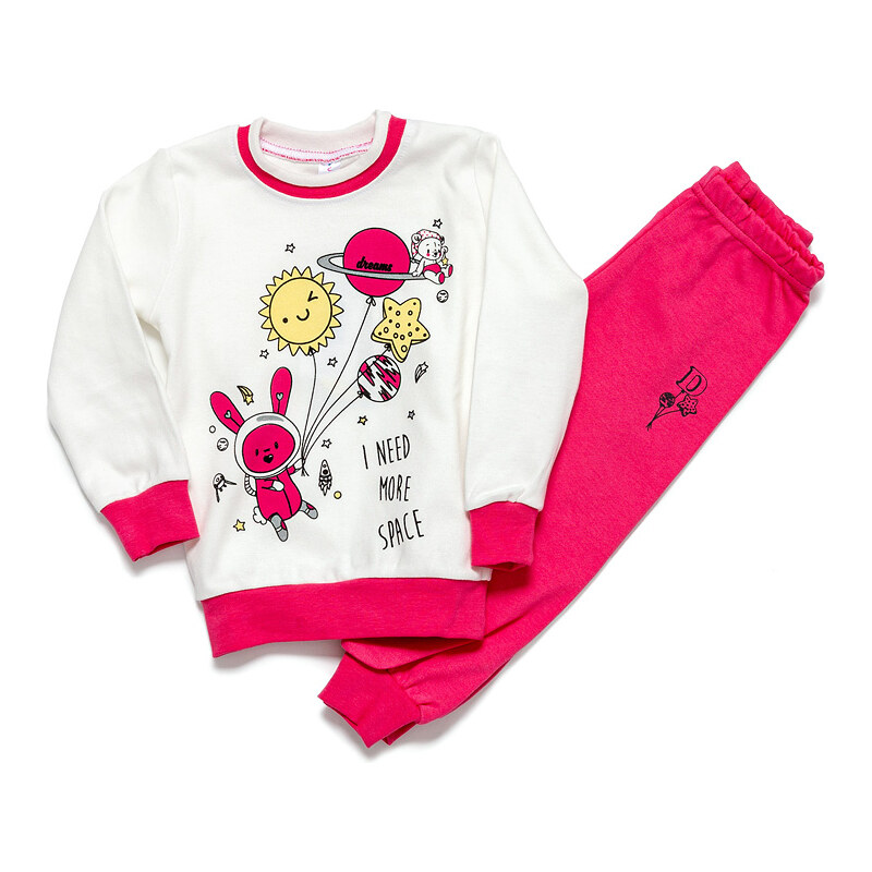 JOYCE Dívčí pyžamo "PLANETS"/Bílá, růžová