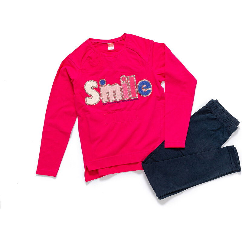JOYCE Dívčí souprava s tričkem a legínami "SMILE"/Růžová