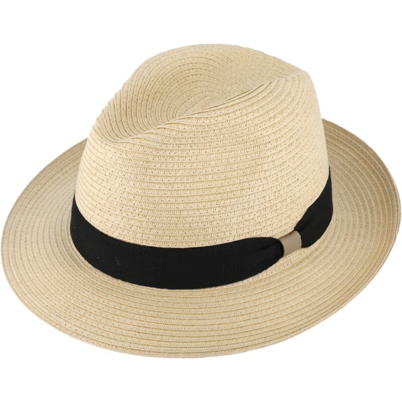 Letní béžový fedora klobouk od Fiebig - Traveller Toyo