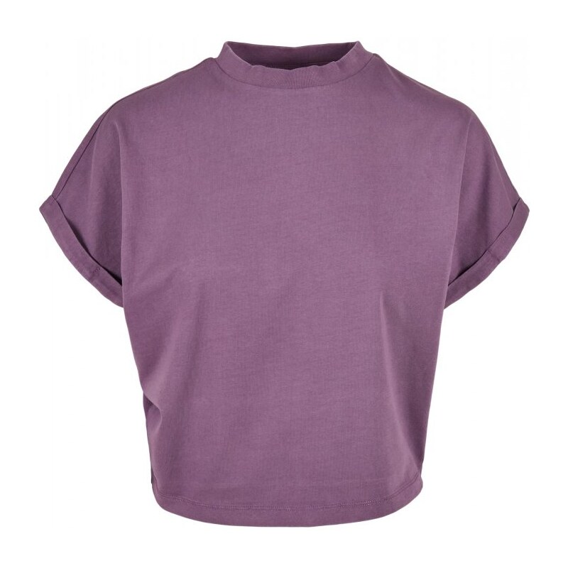 URBAN CLASSICS Ladies Short Pigment Dye Cut On Sleeve Tee - duskviolet