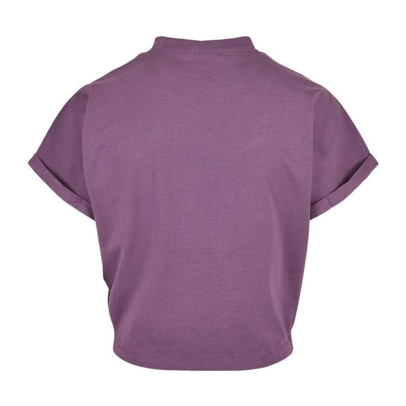 URBAN CLASSICS Ladies Short Pigment Dye Cut On Sleeve Tee - duskviolet
