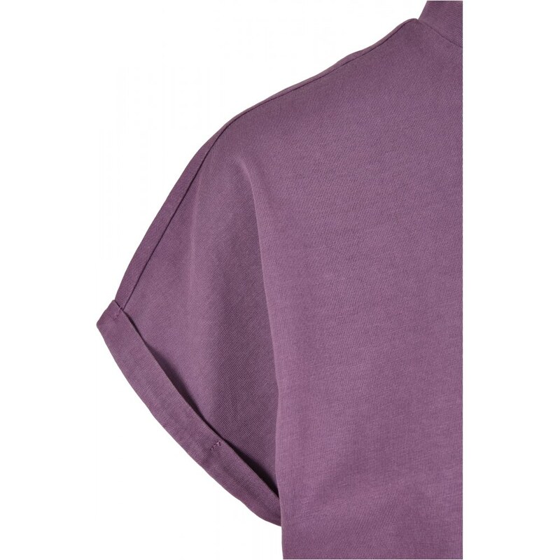URBAN CLASSICS Ladies Short Pigment Dye Cut On Sleeve Tee - duskviolet