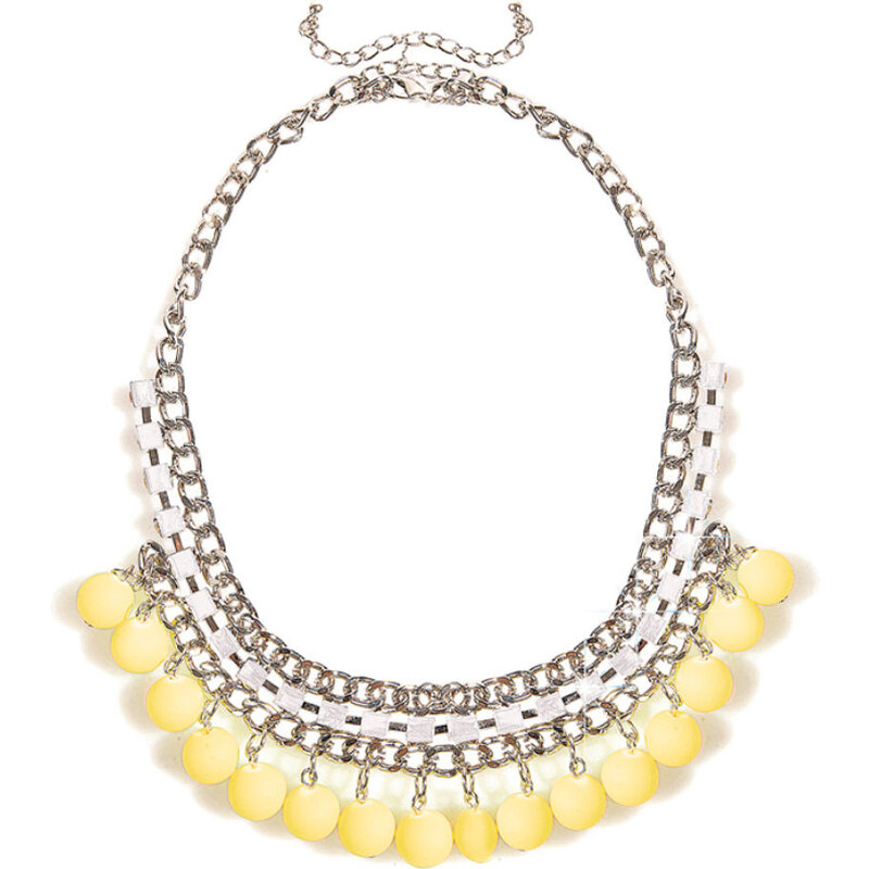 Venca Plochý náhrdelník s korálky žlutá