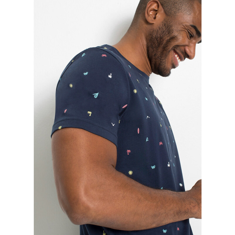 bonprix Tričko s minimalistickým potiskem Modrá