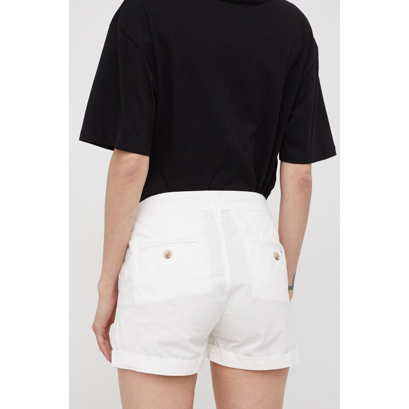 Bavlněné šortky Pepe Jeans Balboa Short dámské, bílá barva, hladké, medium waist