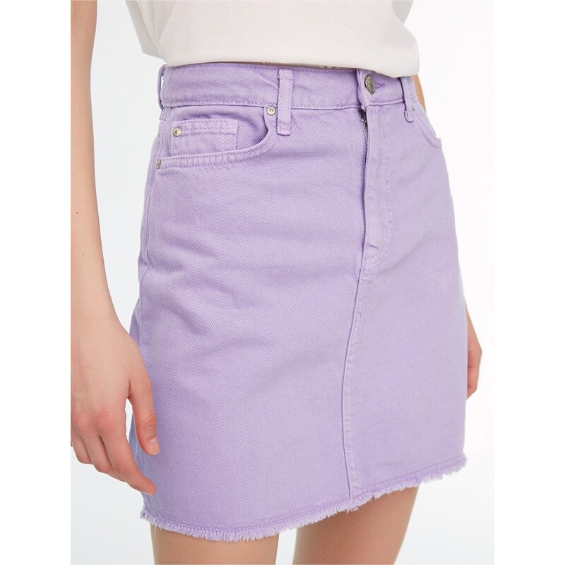 Světle fialová džínová mini sukně Trendyol - Dámské