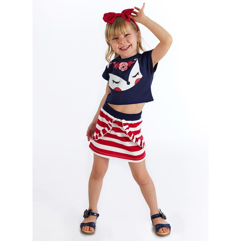 Denokids Fox Frilly Girl Child Crop Top Skirt Suit