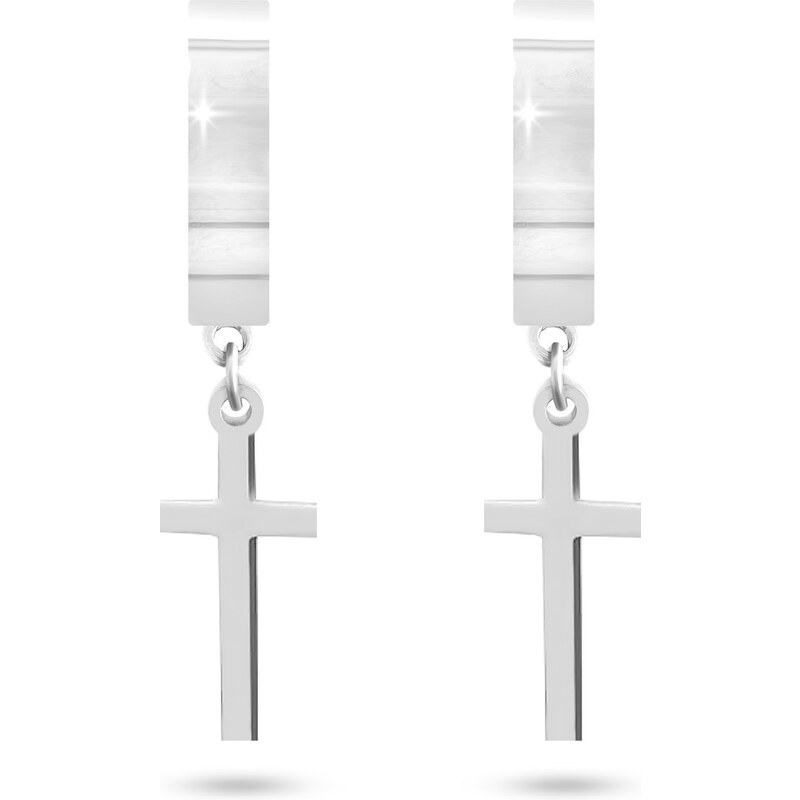 Biju Set z chirurgické oceli malý křížek, řetízek + visací náušnice 183