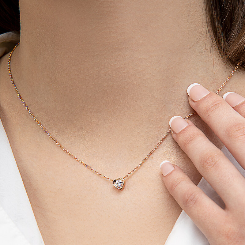 Tiami Přívěsek z růžového zlata s diamantem Pure Love (0,24 ct)