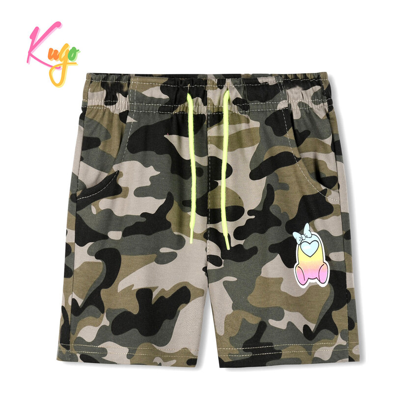 Dívčí kraťasy - KUGO TM6216, khaki/ signální tkanička