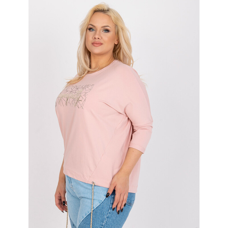 Fashionhunters Prašně růžová plus size bavlněná halenka do práce