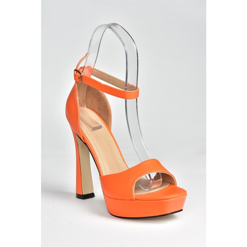 Fox Shoes Women's Orange Platform Thick Heeled Shoes