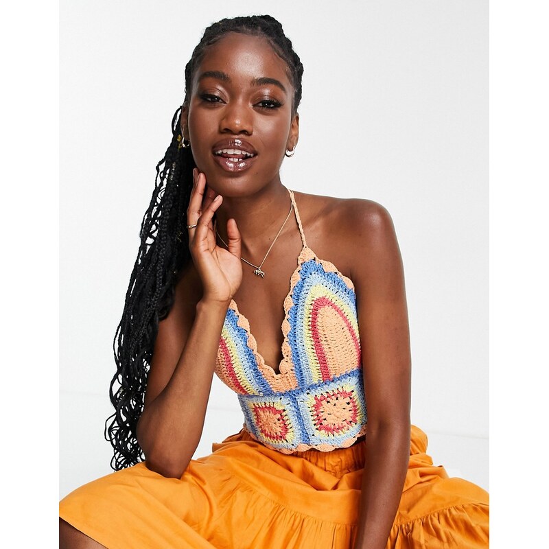 ASOS DESIGN crochet cami in blue 103060235