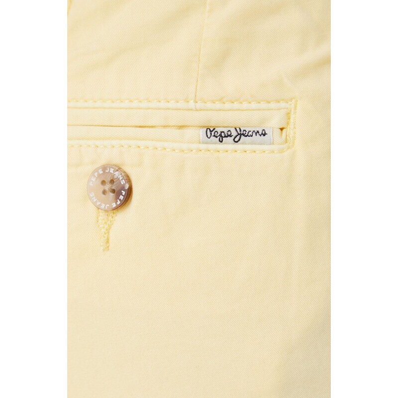 Bavlněné šortky Pepe Jeans Balboa Short dámské, žlutá barva, hladké, medium waist