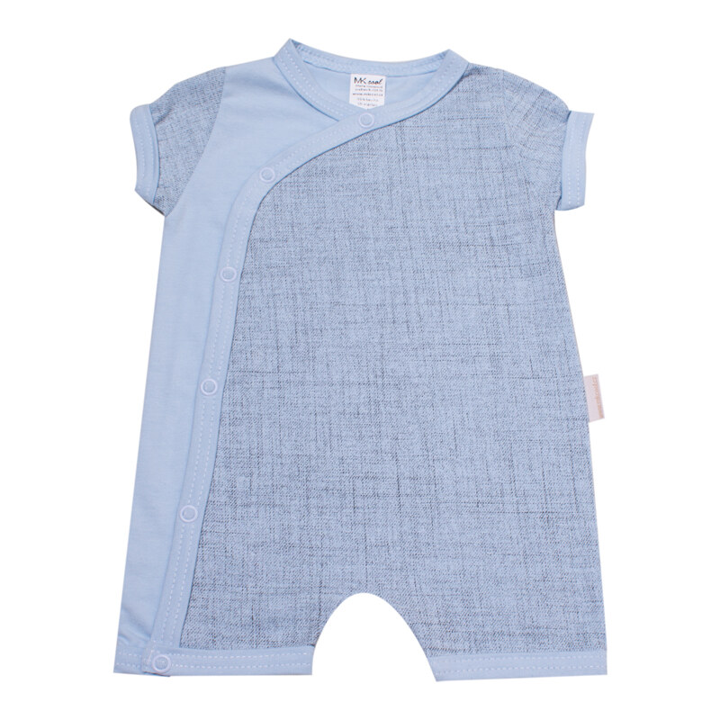 Overal letní kojenecký "TISK" MKcool MK2213 modro-šedý 56